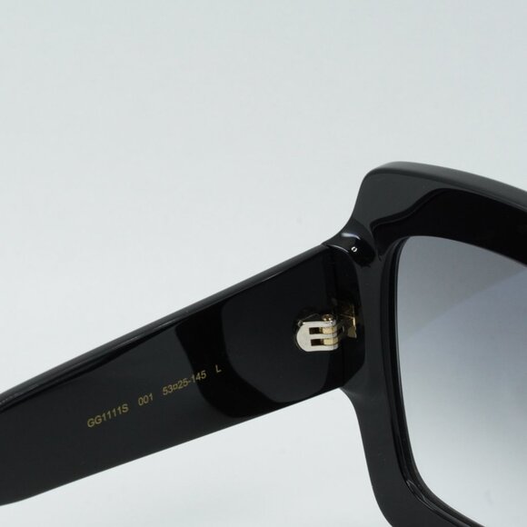 Gucci GG1111S 001 Sunglasses Black Square Frame, Grey Lenses main image 5